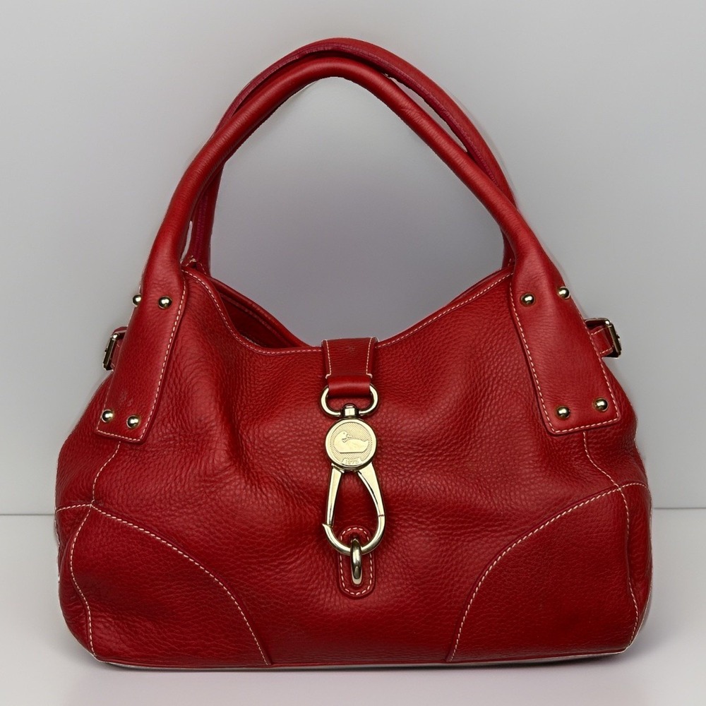 Dooney & Bourke Medium East West Pebble Logo Lock Shoulder Satchel Red BE390 RD